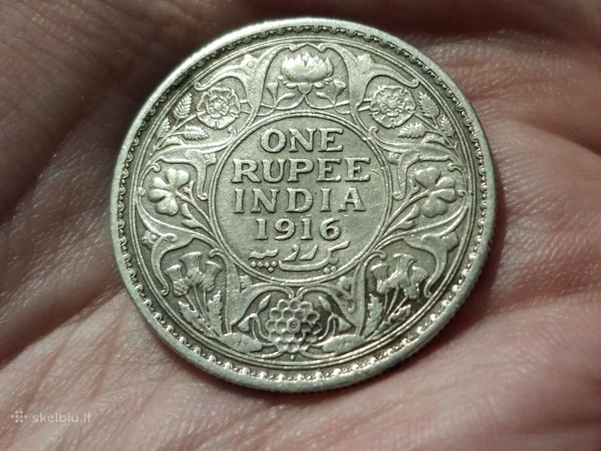 Britų Indija 1 rupija 1916 sidabras