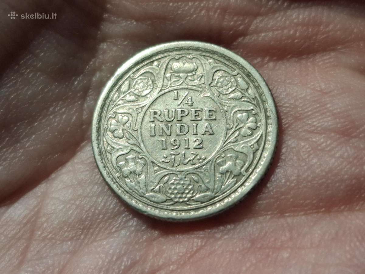 Britų Indija 1/4 rupijos 1912 sidabras