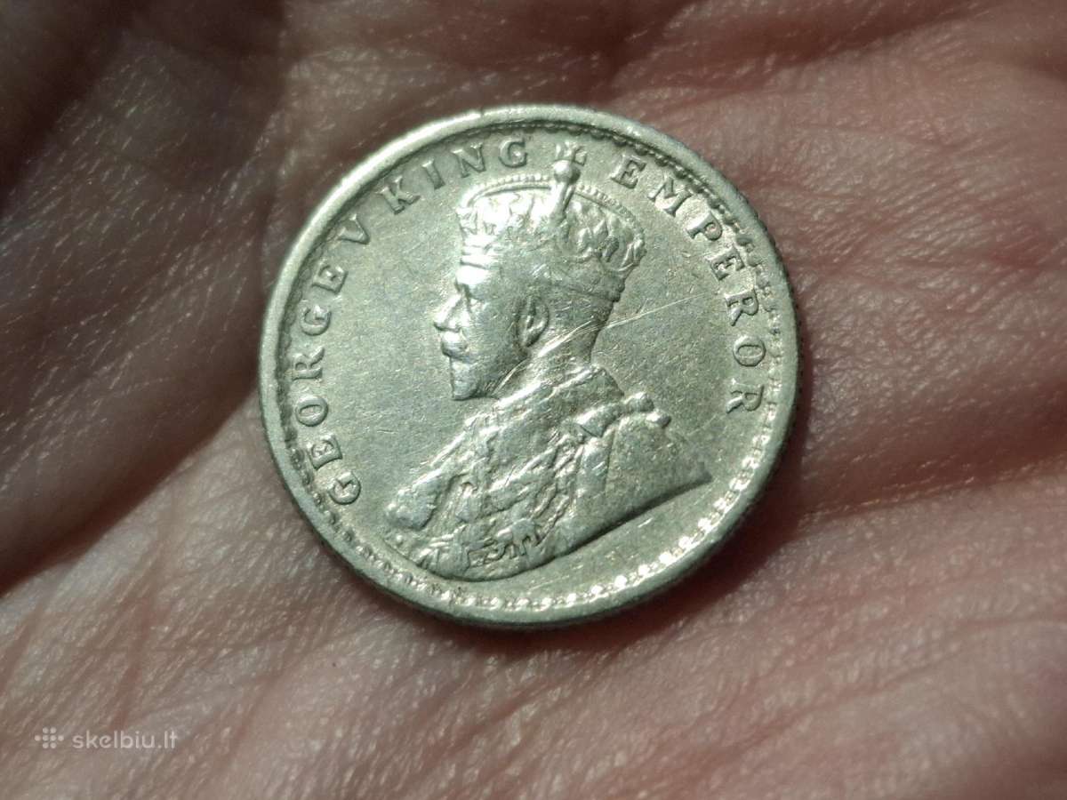 Britų Indija 1/4 rupijos 1912 sidabras - nuotraukos Nr. 2