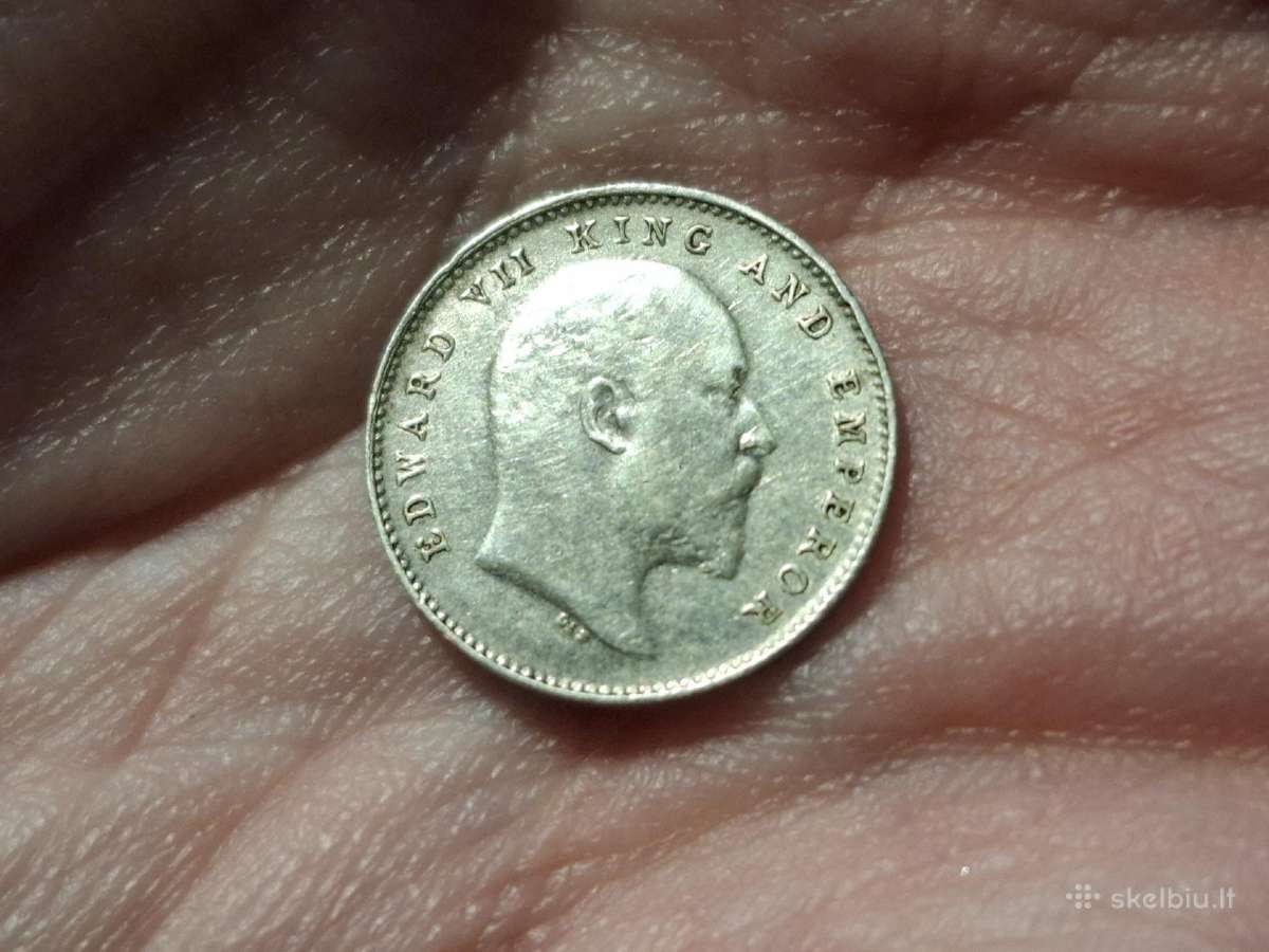 Britų Indija 2 annas 1905 sidabras - nuotraukos Nr. 2