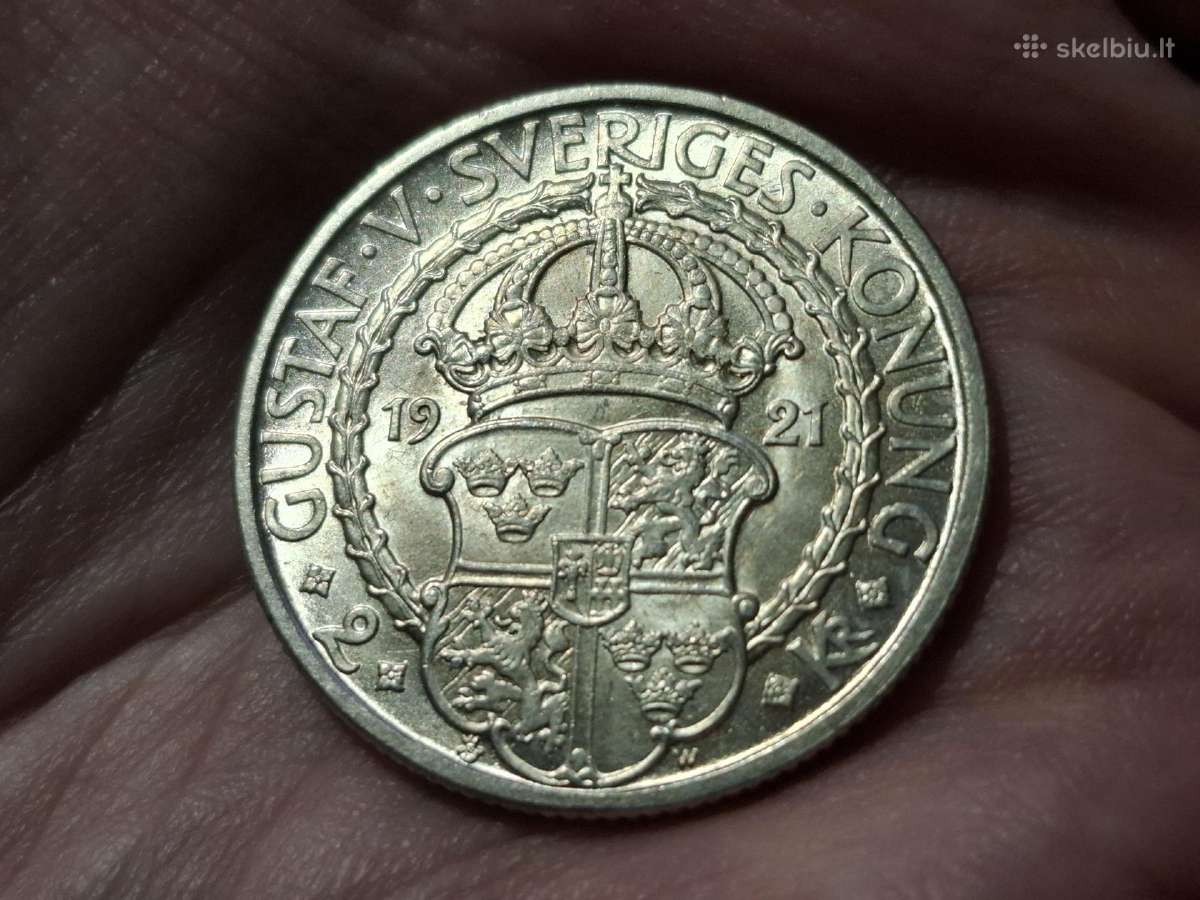 Švedija 2 kronos 1921 sidabras proginė