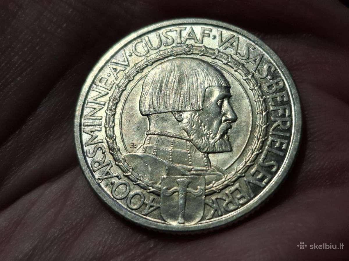 Švedija 2 kronos 1921 sidabras proginė - nuotraukos Nr. 2