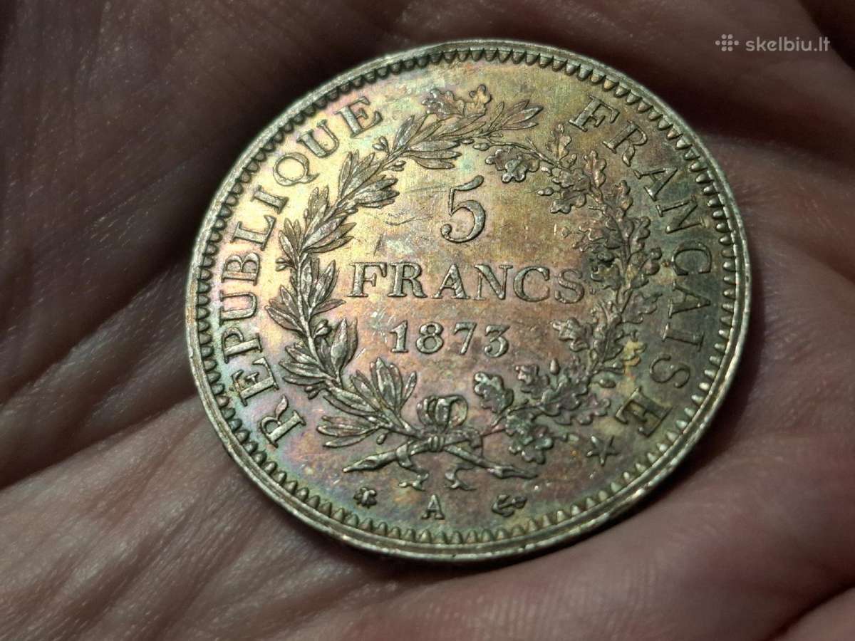 Prancūzija 5 frankai 1873 sidabras