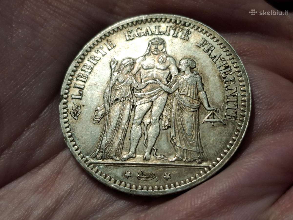 Prancūzija 5 frankai 1873 sidabras - nuotraukos Nr. 2