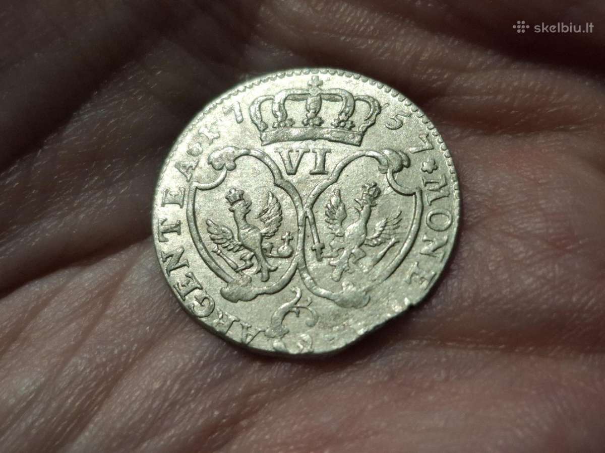Prūsija 6 grašiai 1757 sidabras