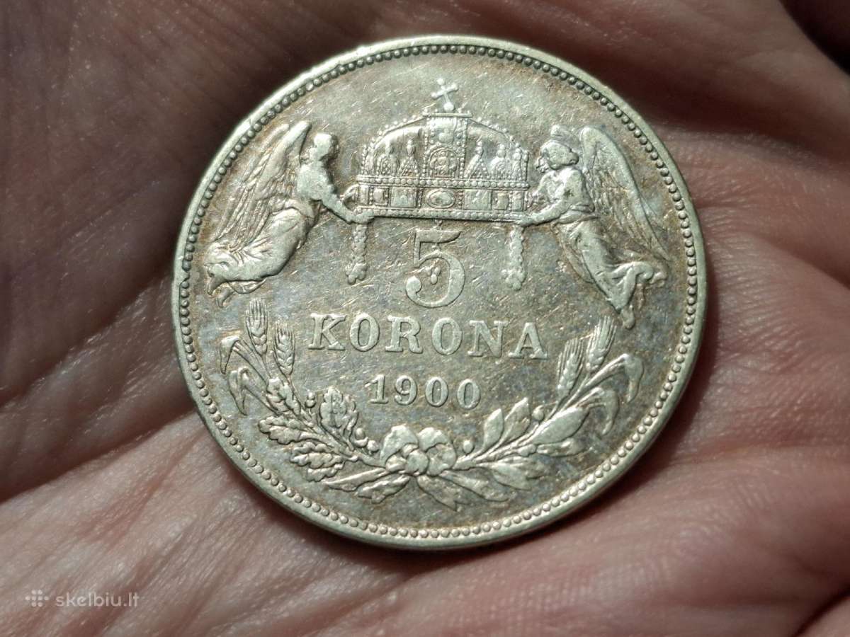 Vengrija 5 kronos 1900 sidabras