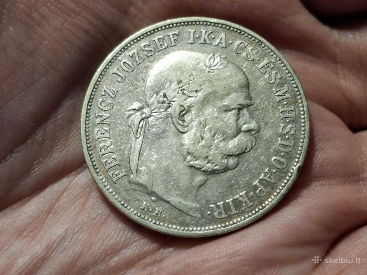 Vengrija 5 kronos 1900 sidabras - nuotraukos Nr. 2