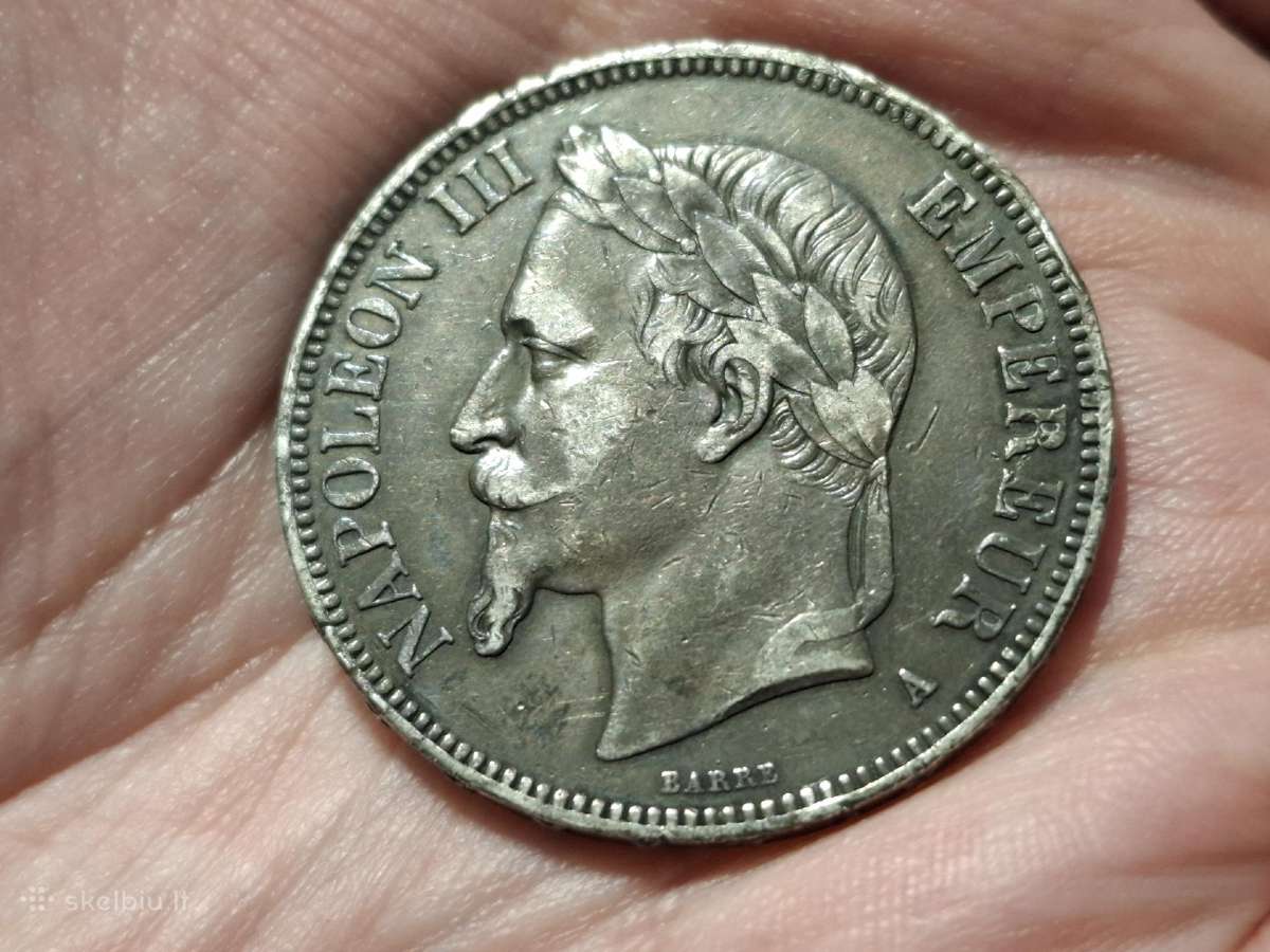 Prancūzija 5 frankai 1868 sidabras - nuotraukos Nr. 2