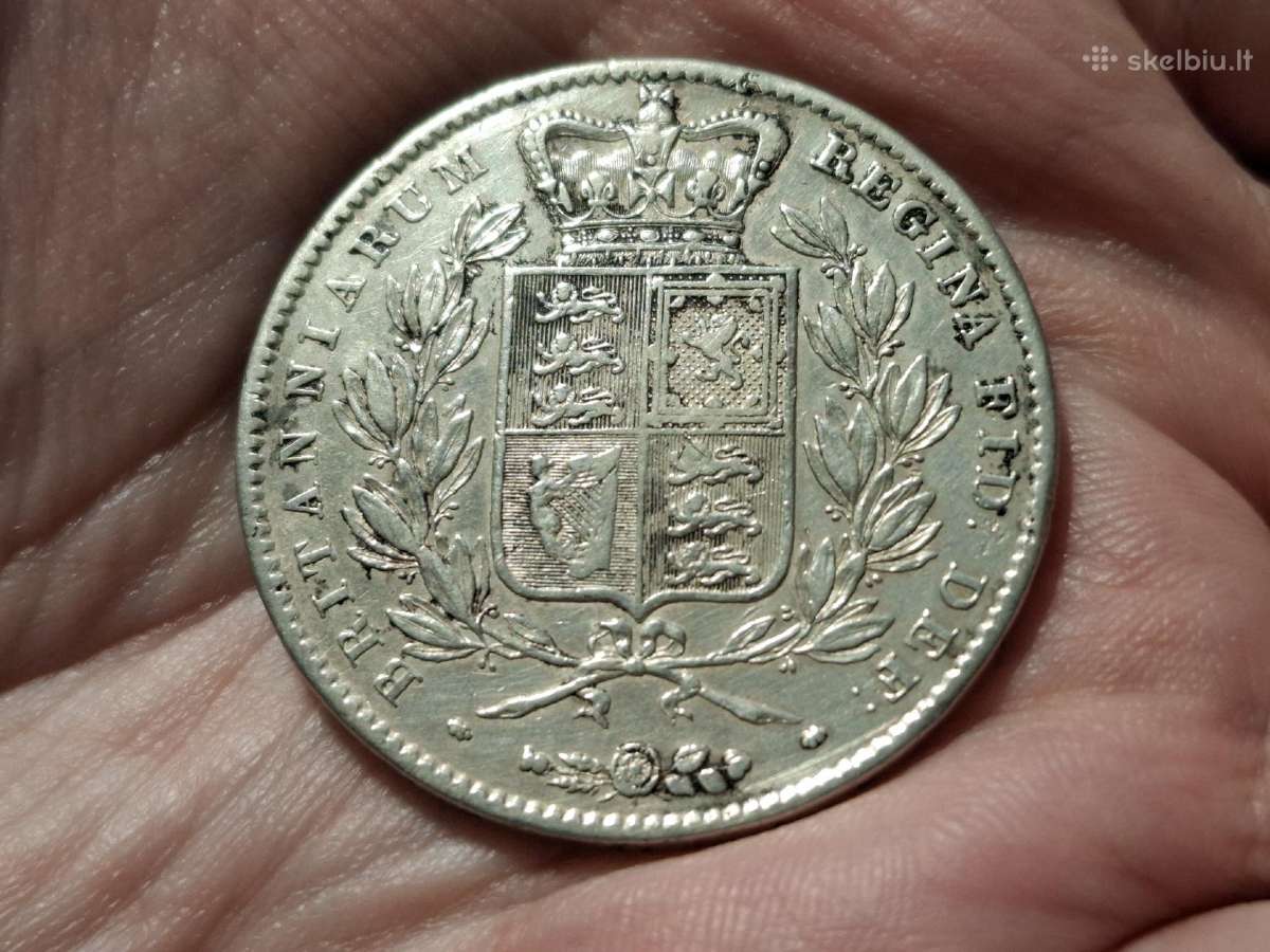 UK 1 crown 1844 sidabras