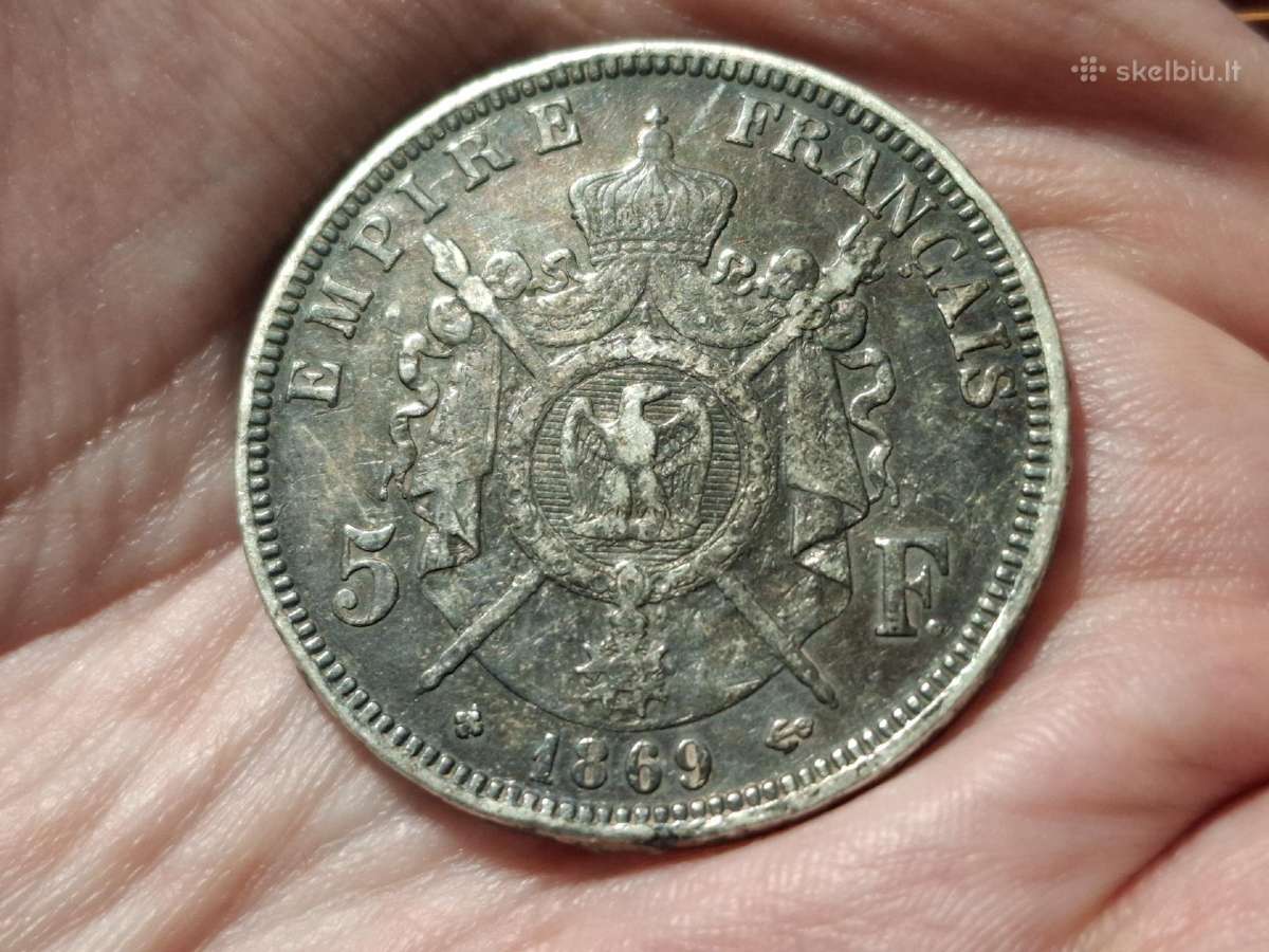 Prancūzija 5 frankai 1869 sidabras