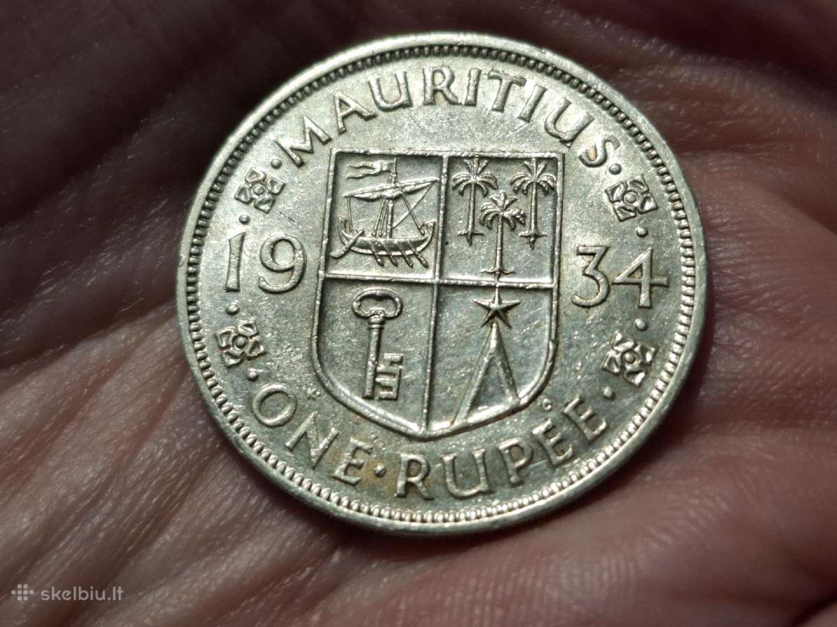 Mauricijus 1 rupija 1934 sidabras
