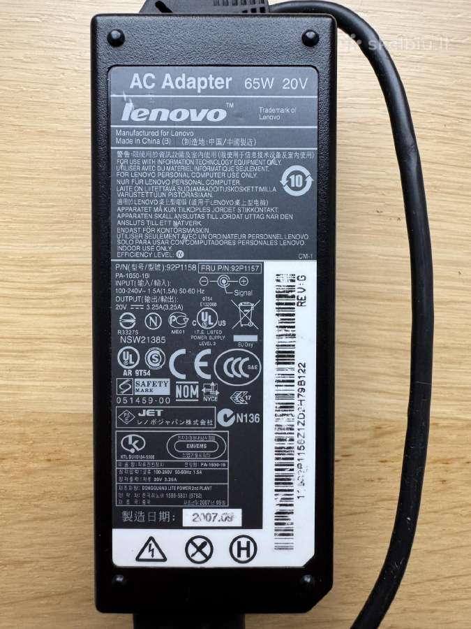 Lenovo 65w kompiuterio kroviklis - nuotraukos Nr. 4