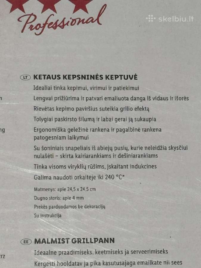 Ketaus kepsninės keptuvė 24,5cmx24,5cm - nuotraukos Nr. 7