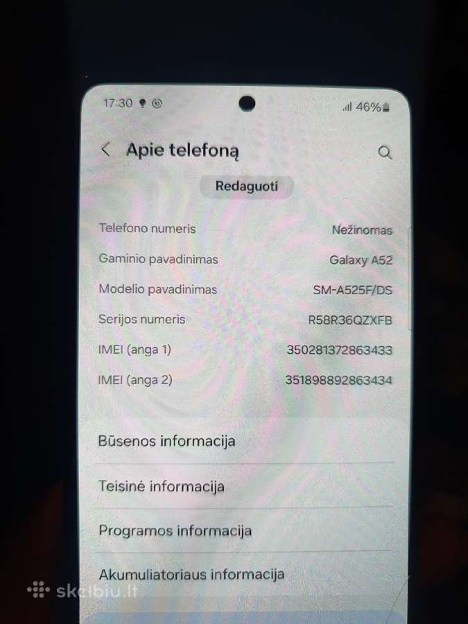 Samsung A52,6gb RAM,128gb Atmintis - nuotraukos Nr. 4