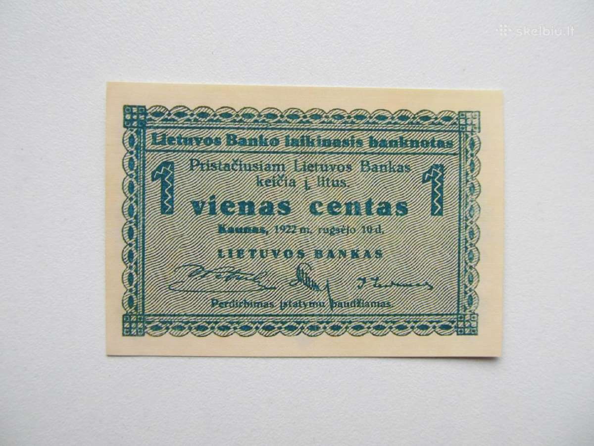 1 centas , Lietuva , 1922 rugsėjis