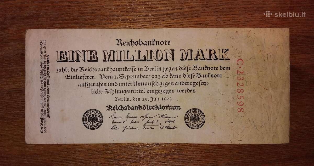 Vokietijos 1 mln markių banknotas
