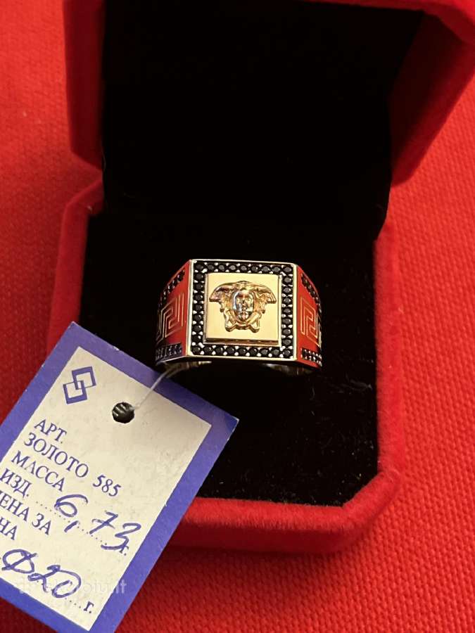 Prabangus auksinis vyriškas Versace žiedas 20-23