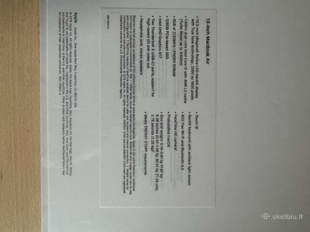 Parduodu – Nauja Apple MacBook Air 13 (Intel, 8g - nuotraukos Nr. 5
