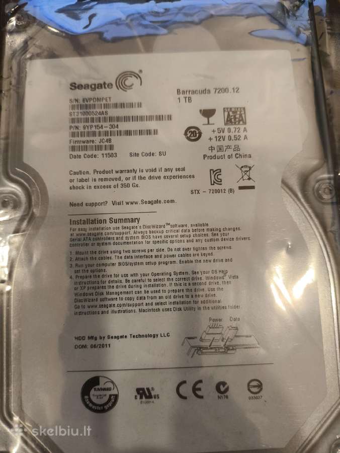 Sata Diskai 1tb Ir 500gb