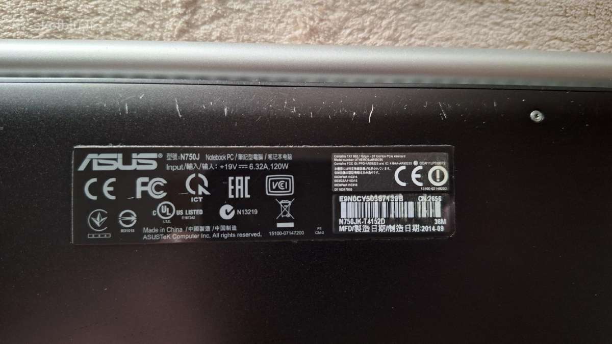 Asus n750j 17"intel i5 2.8ghz Ssd256gb 6gb Gtx850m - nuotraukos Nr. 7