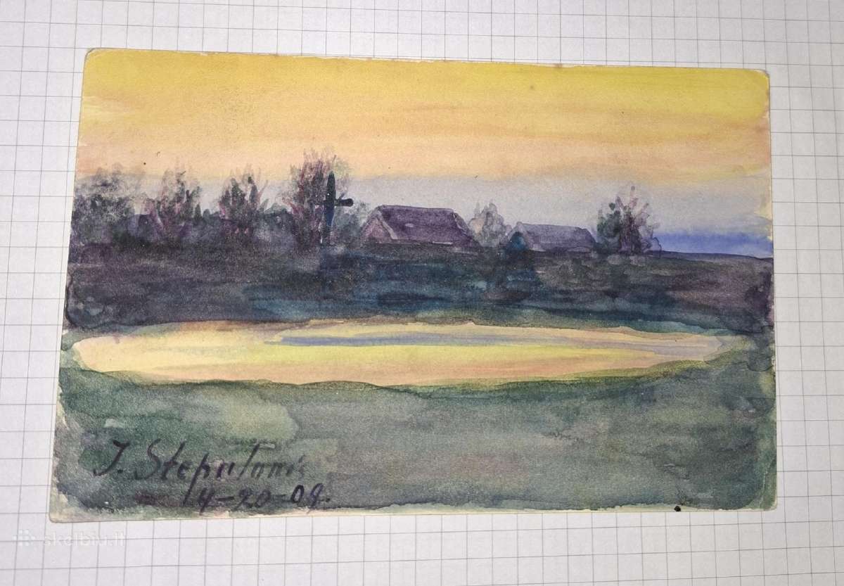 Rankomis tapytas atvirlaiškis (akvarelė. 1909m.)