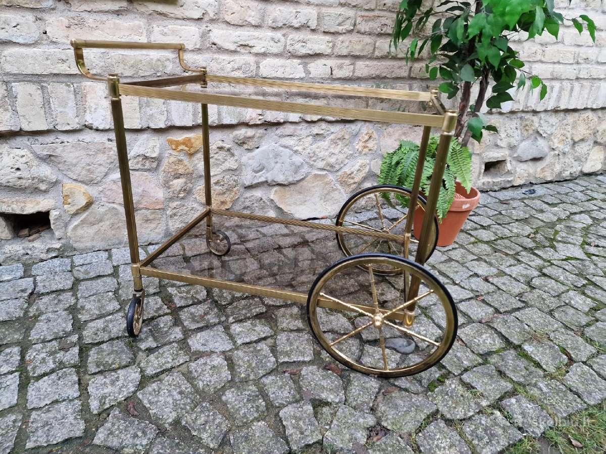 Vintažinis žalvario ir tonuoto stiklo servantas - nuotraukos Nr. 21