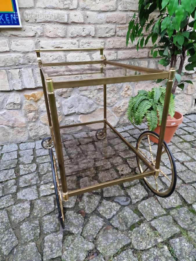 Vintažinis žalvario ir tonuoto stiklo servantas - nuotraukos Nr. 22