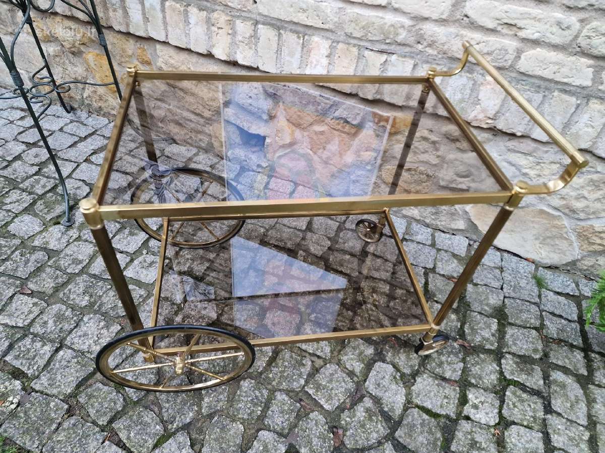 Vintažinis žalvario ir tonuoto stiklo servantas - nuotraukos Nr. 31