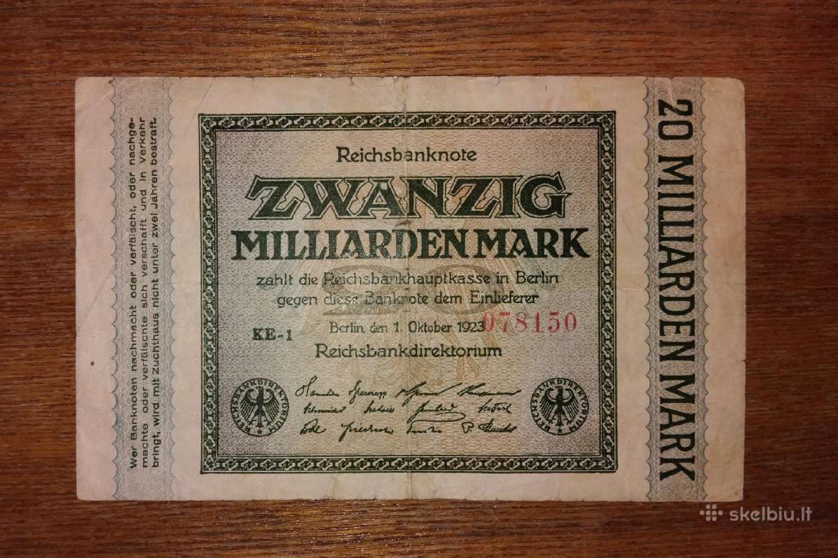 Vokietijos 20 mlrd markių banknotas
