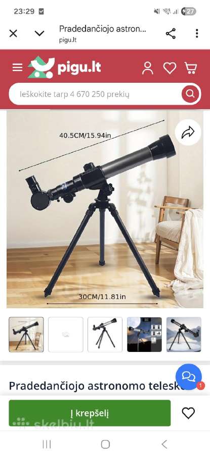 Pradedančiojo astronomo teleskopas vaikams
