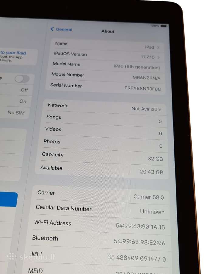 iPad (6th Generation) 32gb +Sim + 3 mėn. garantija - nuotraukos Nr. 4