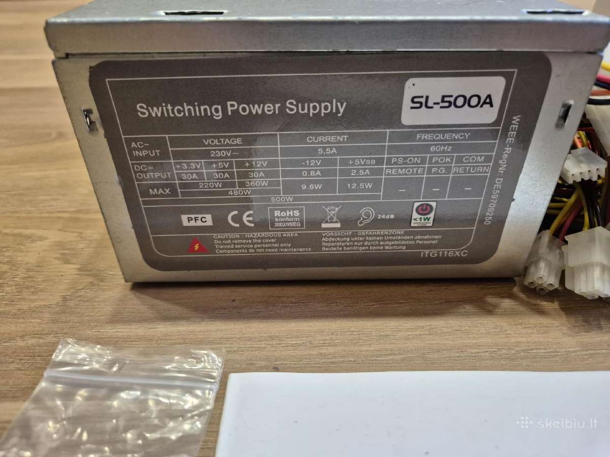 Maitinimo blokas Inter-tech SL-500a 500 W, 12cm - nuotraukos Nr. 2