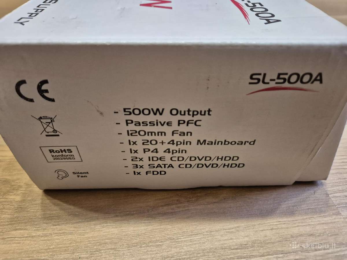Maitinimo blokas Inter-tech SL-500a 500 W, 12cm - nuotraukos Nr. 3