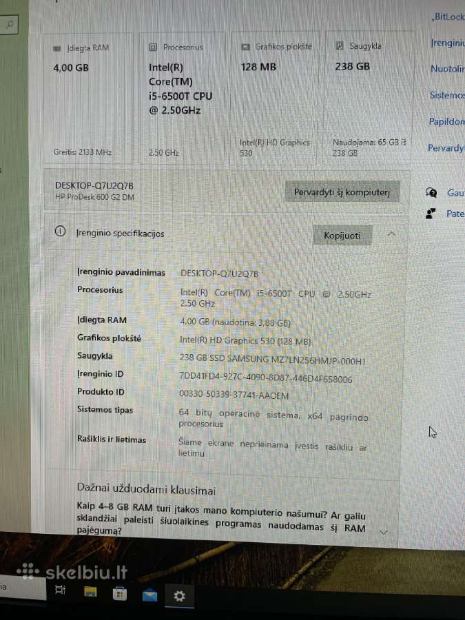 Kompiuteris Hp Prodesk pilnas komplektas - nuotraukos Nr. 9
