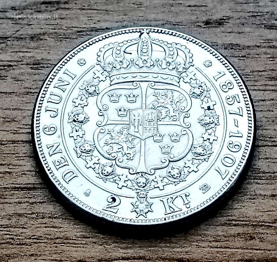 2 Švedijos kronos 1907 m.