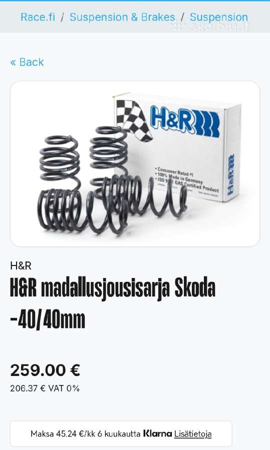 Žeminančios spyruoklės H&r -40mm