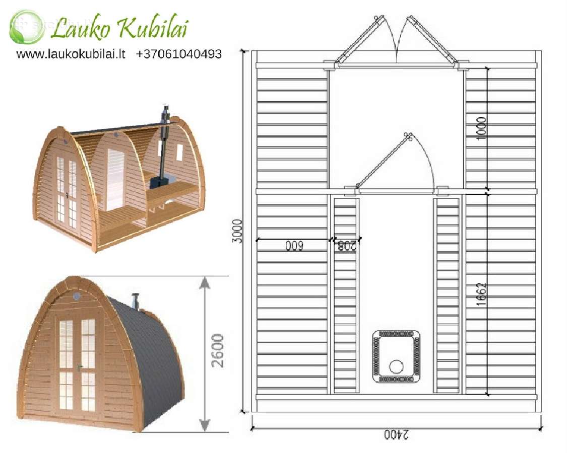 Lauko pirtis sauna - namukas 3m ilgio - nuotraukos Nr. 11