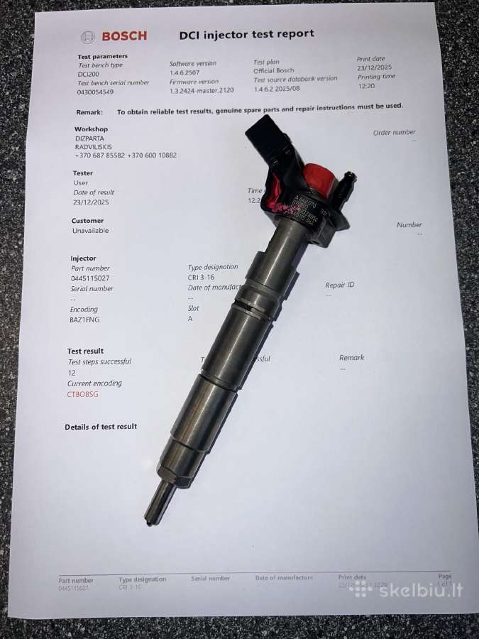 Mercedes 140-165 Kw Purkstukai 0445115027 064 76 - nuotraukos Nr. 3