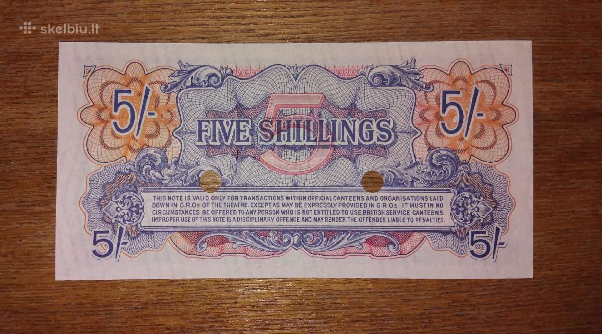 Anglijos 5 šilingu banknotas - nuotraukos Nr. 2