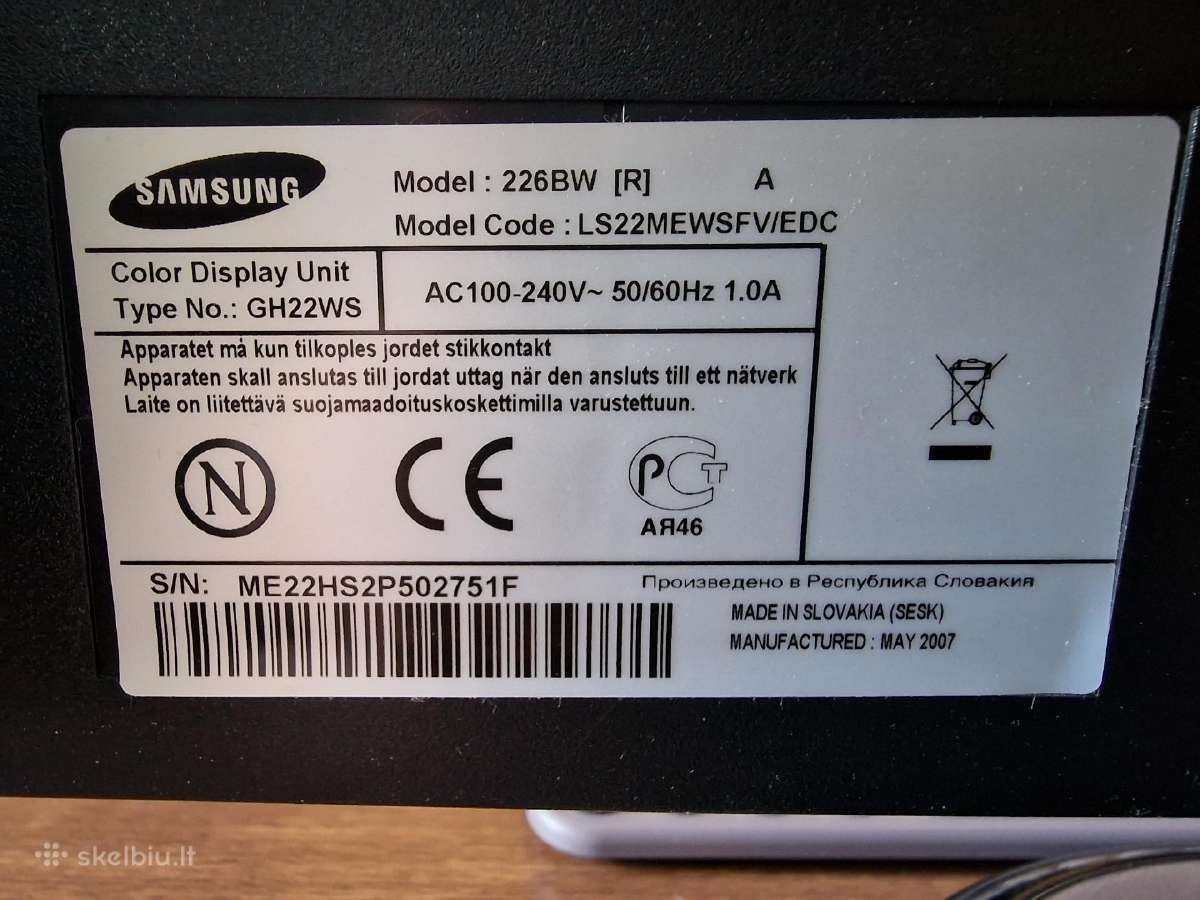 Samsung monitorius 22" 16:10 1680x1050 60hz - nuotraukos Nr. 2