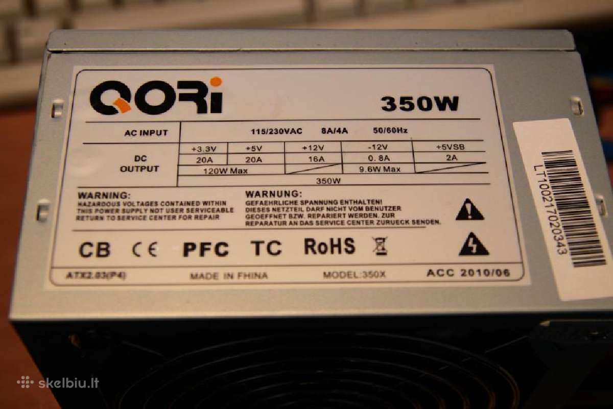350w Psu Qori (24pin/ 1xsata / 3xmolex)(siuntimas)