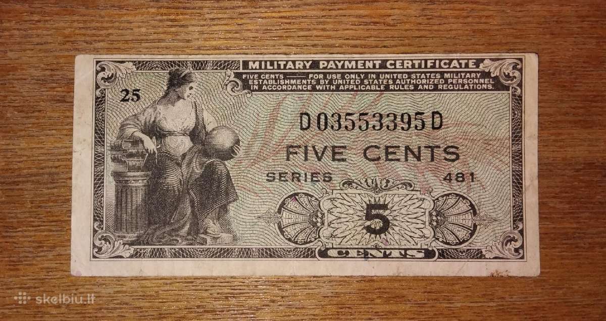 JAV 5 centu banknotas