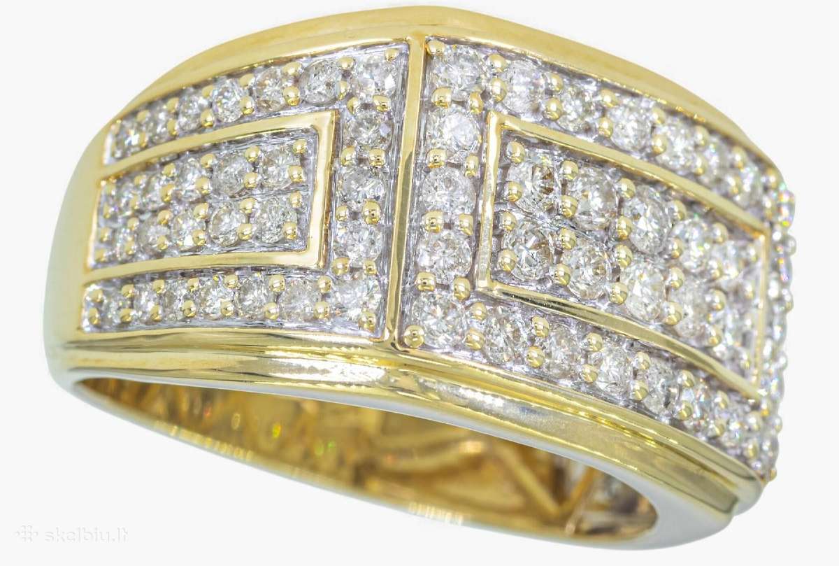 Vyriškas auksinis žiedas 1.90 ct briliantai
