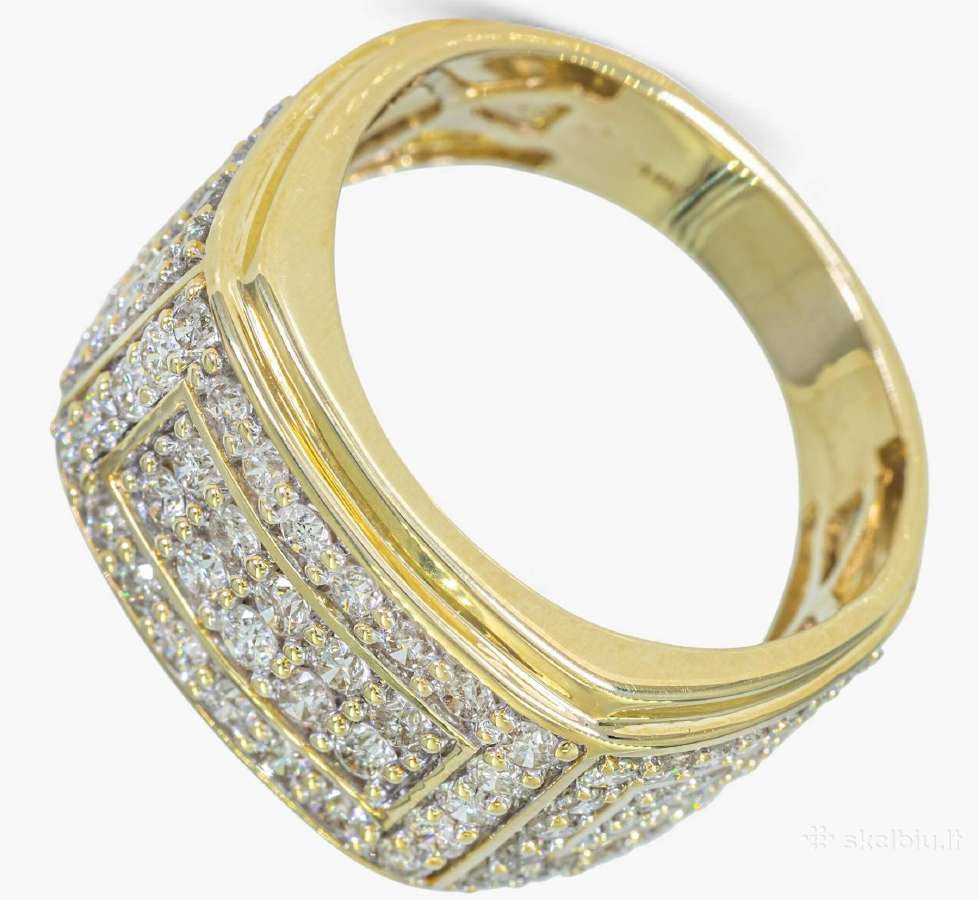 Vyriškas auksinis žiedas 1.90 ct briliantai - nuotraukos Nr. 2