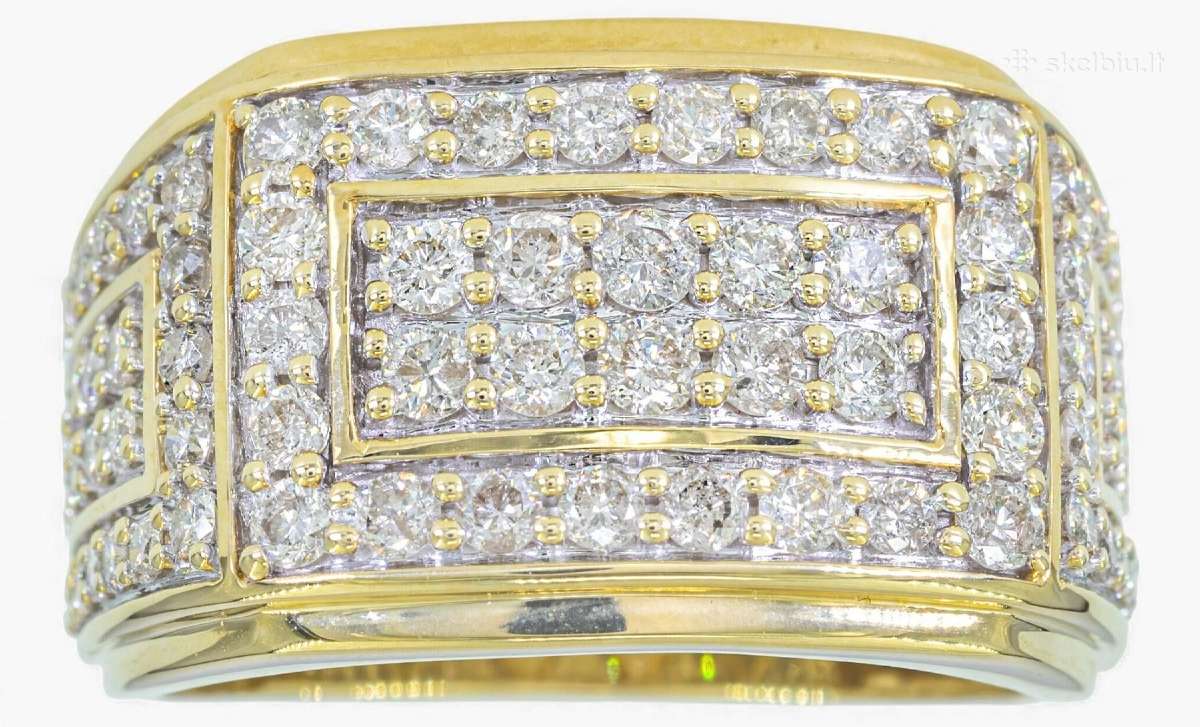Vyriškas auksinis žiedas 1.90 ct briliantai - nuotraukos Nr. 3