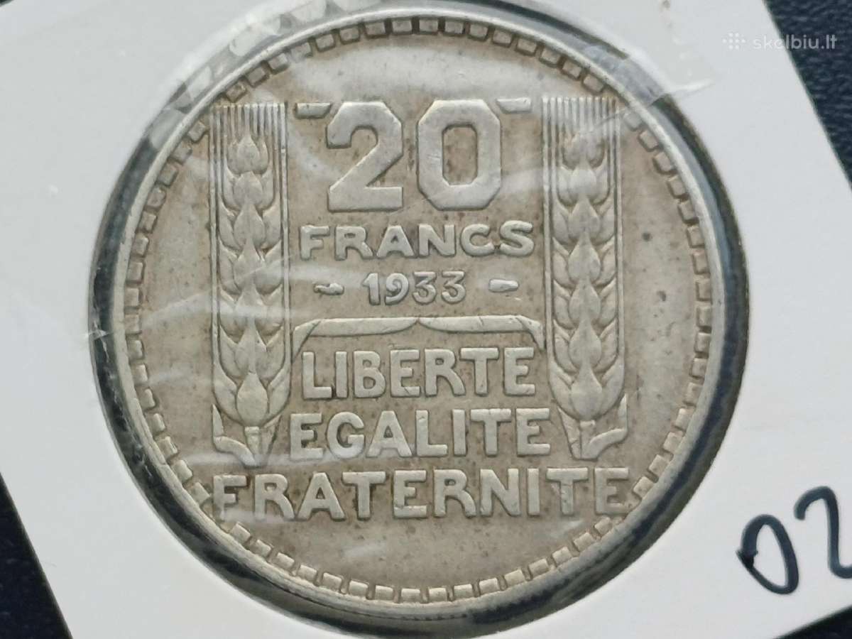 20 frankų 1933m. Prancūzija sidabras
