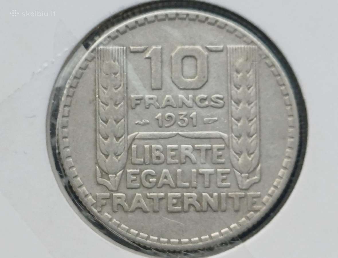 10 frankų 1931m. Prancūzija sidabras