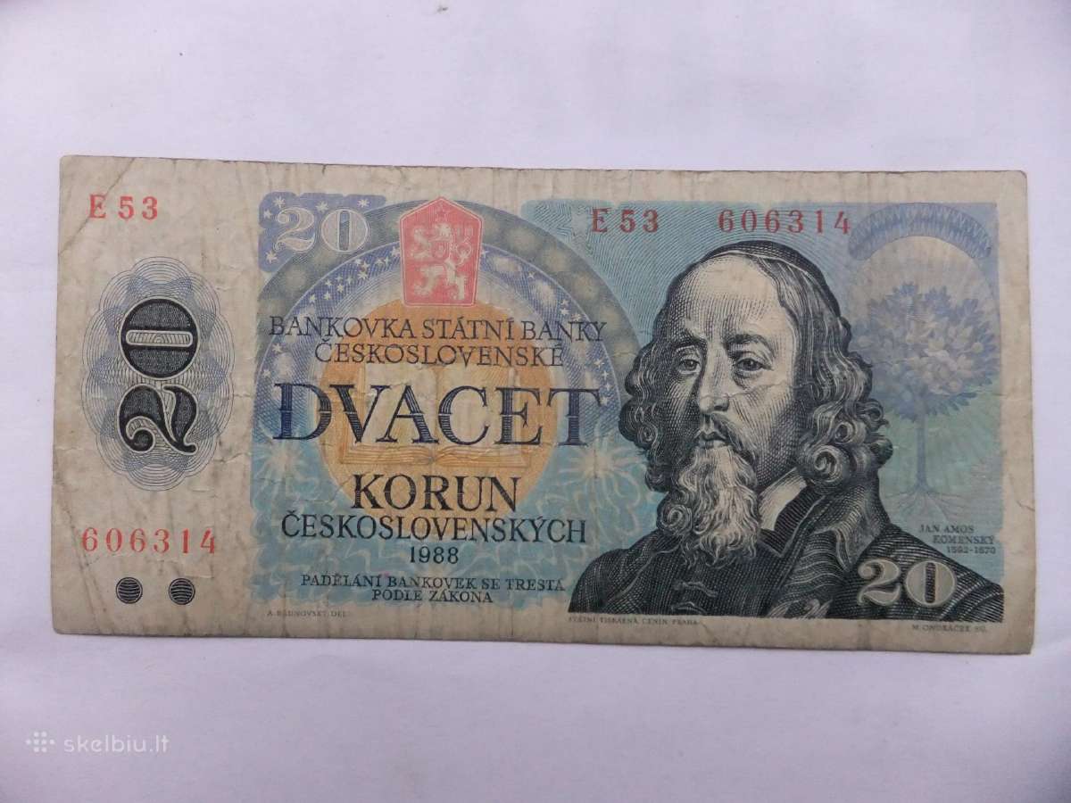 Čekoslovakijos banknotai1961-88m.