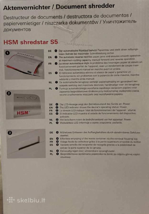 Popieriaus smulkintuvas Hsm Shredstar S5 - nuotraukos Nr. 5