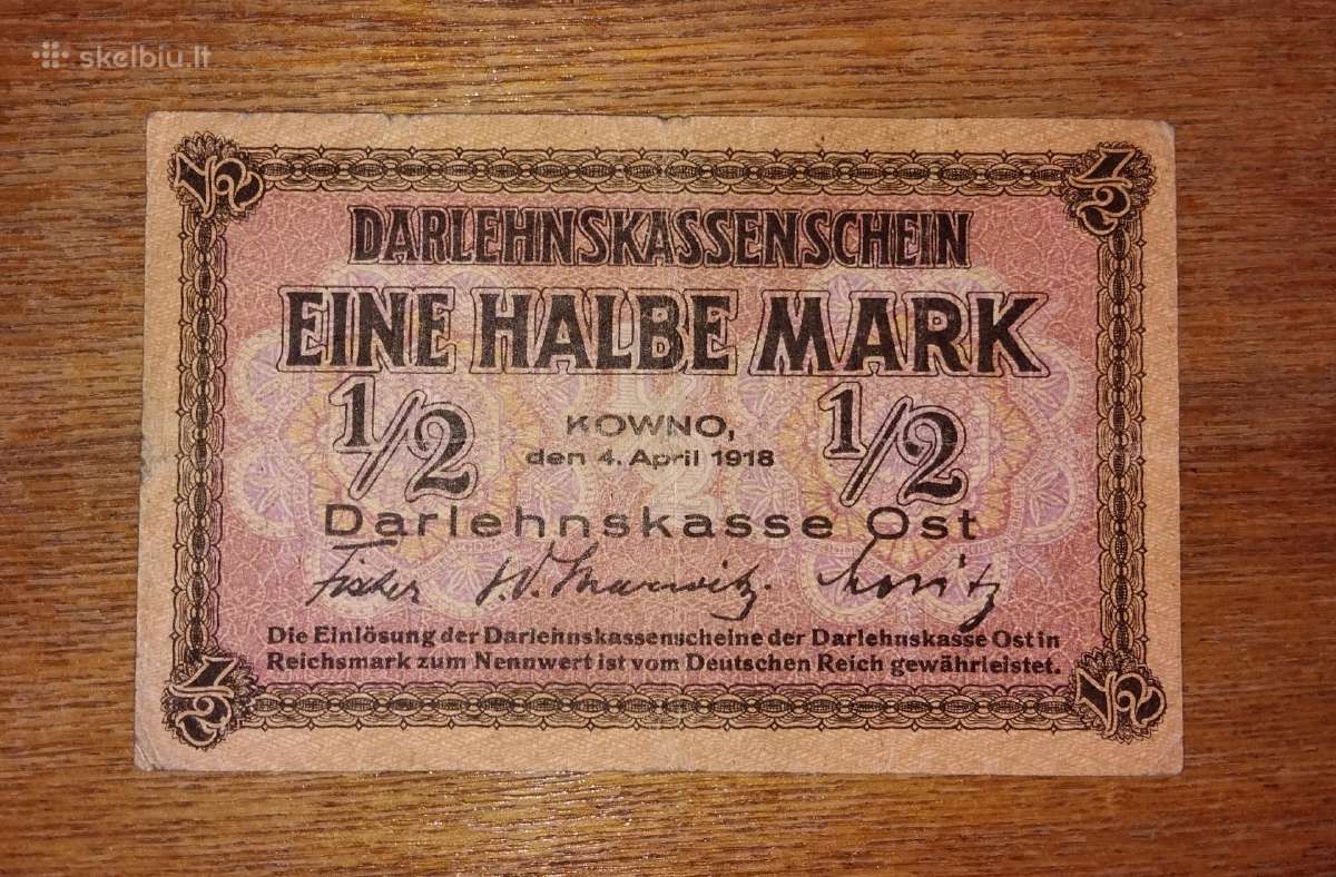 Vokietijos 1/2 ost markių banknotas